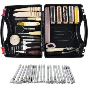 52pcs Leather Sewing Tools Kit DIY Leather Craft Tools Hand Stitching Tool Set